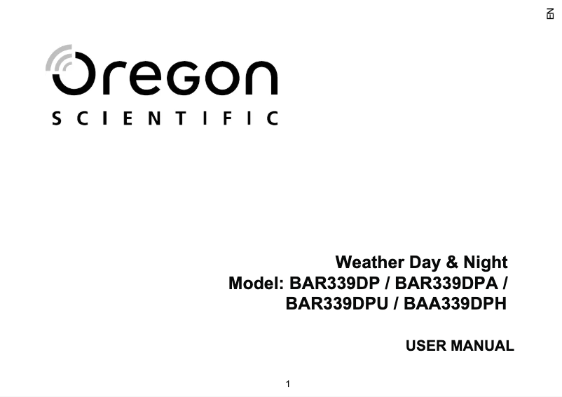 Page 1 de la notice Manuel utilisateur Oregon Scientific BAR339DP