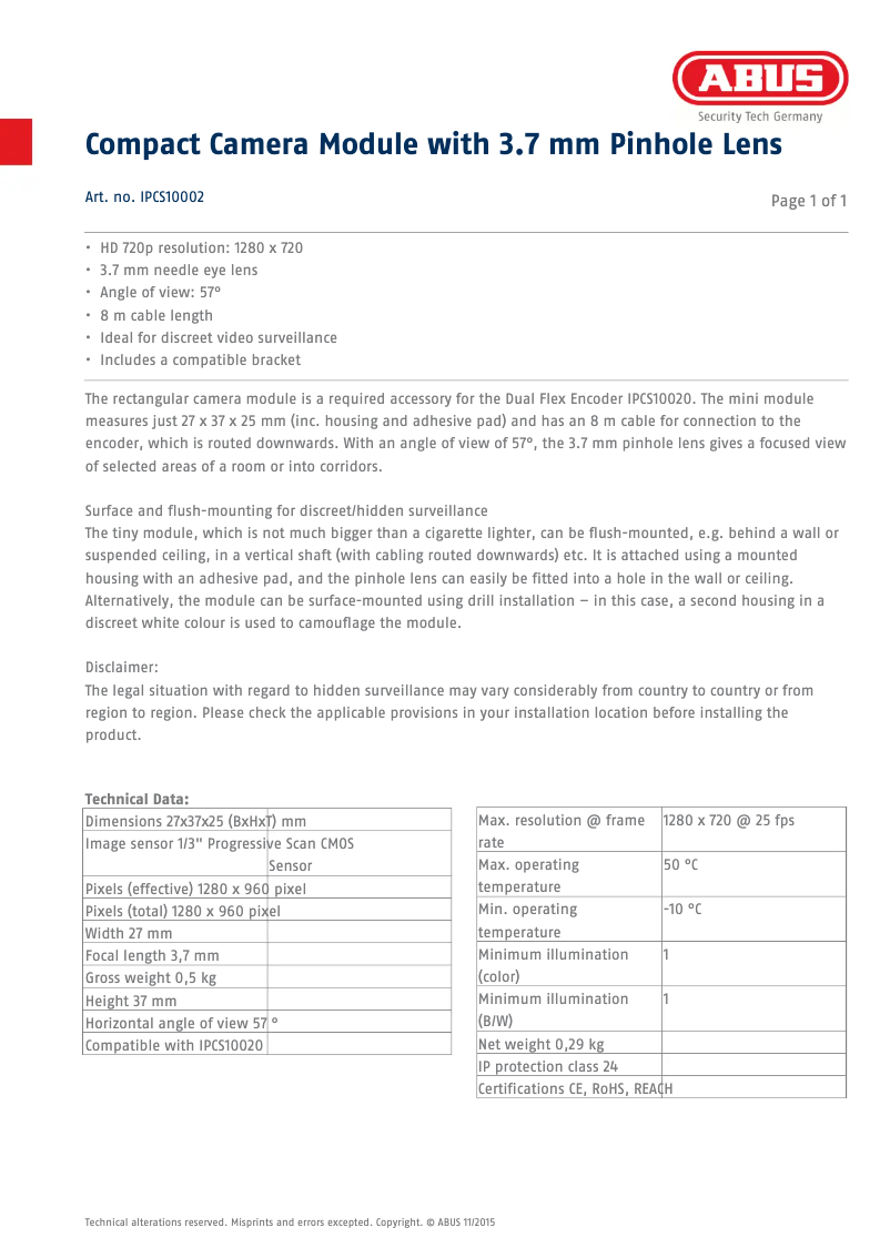 Page n°1 - Manuel utilisateur Abus IPCS10002
