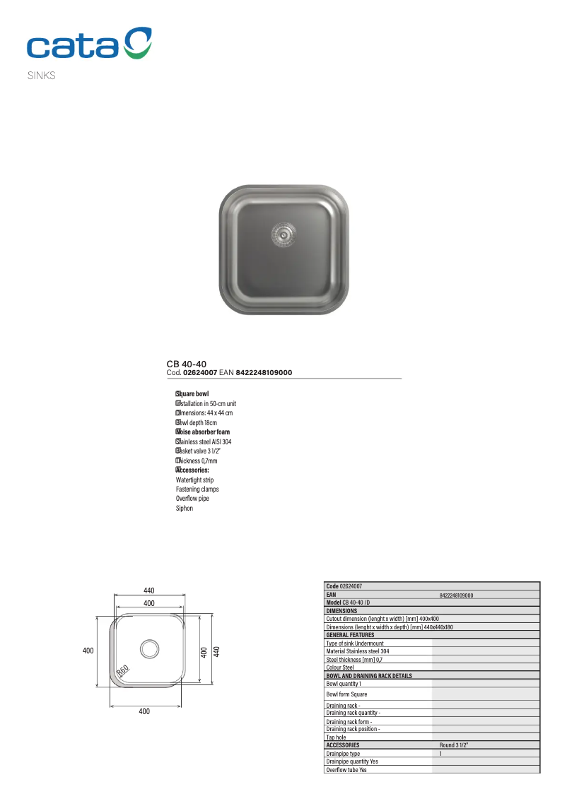 Page 1 of the manual User Manual CATA CB 40-40