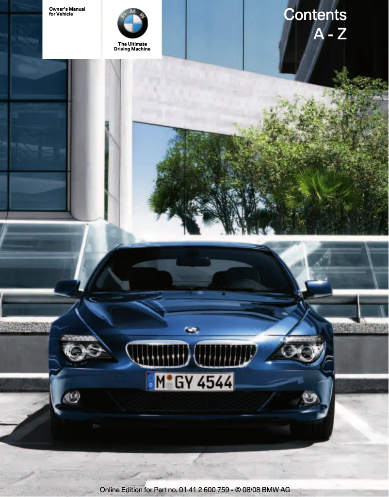Page 1 de la notice Manuel utilisateur BMW 650i Convertible (2009)