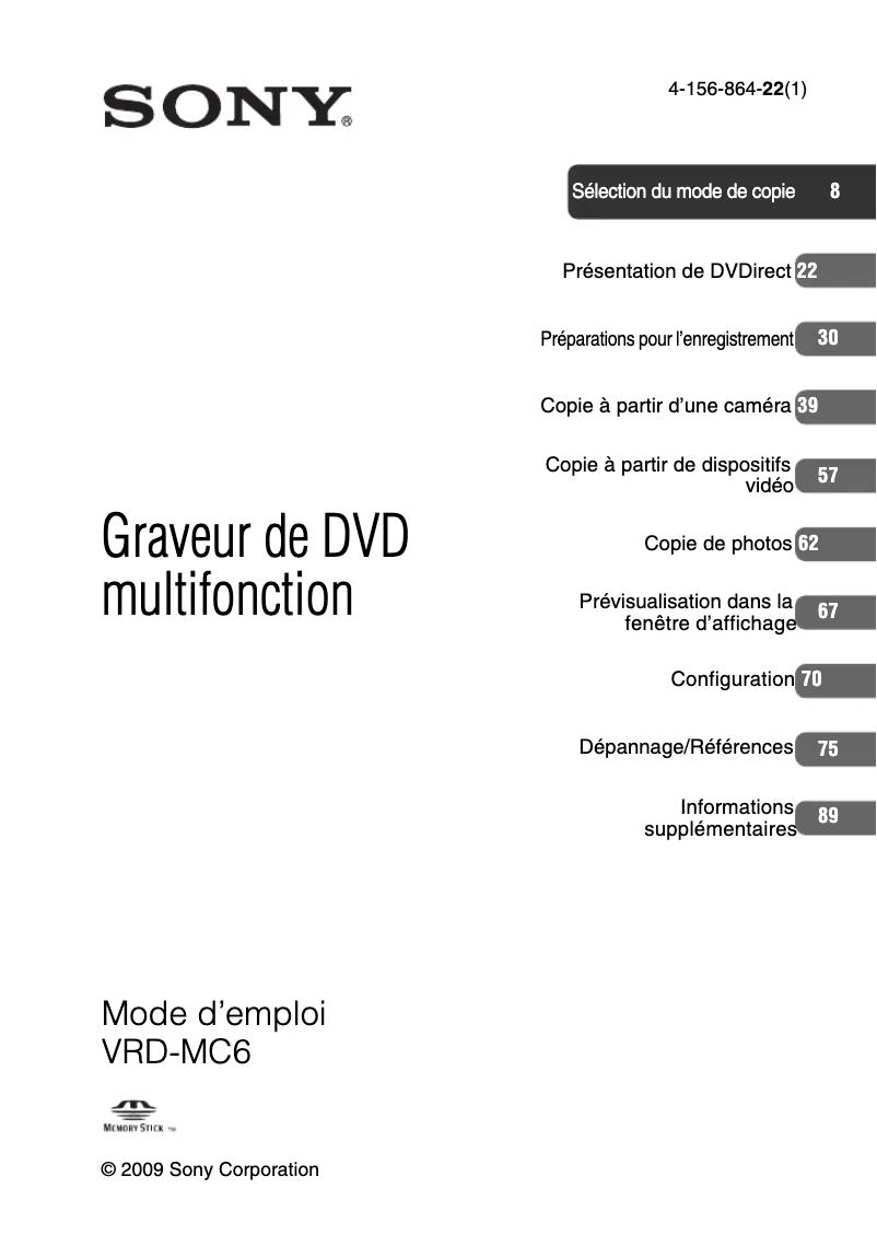 Image de la première page du manuel de l'appareil VRD-MC6
