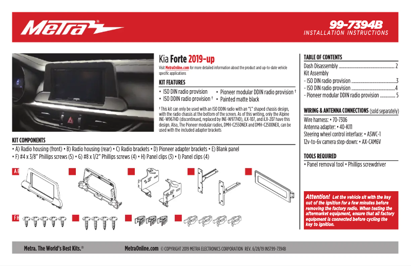 Page n°1 - Manuel utilisateur Metra 99-7394B