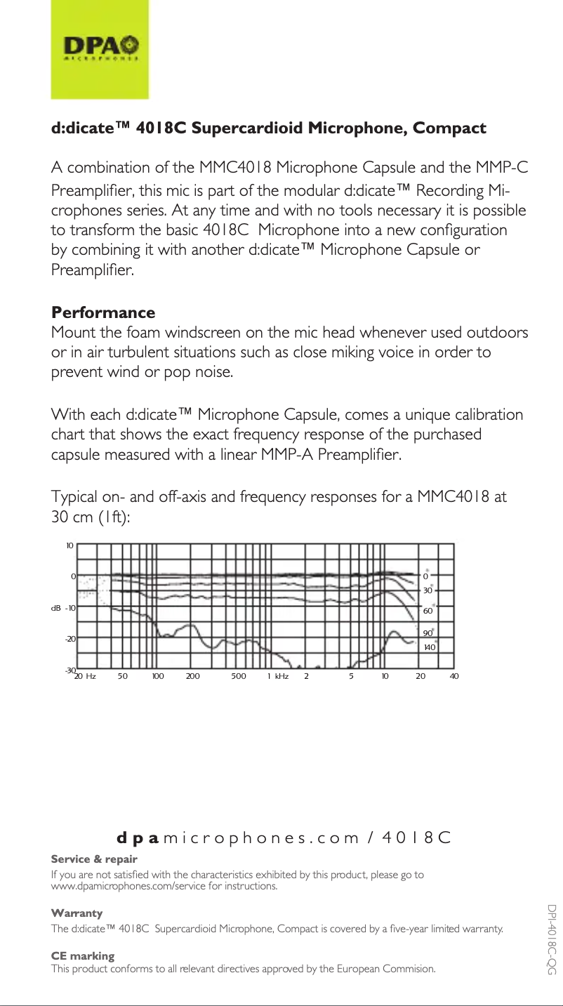 Page 1 de la notice Manuel utilisateur DPA d:dicate 4018C