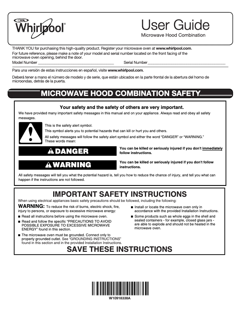 Page 1 de la notice Manuel utilisateur Whirlpool WMH31017HZ