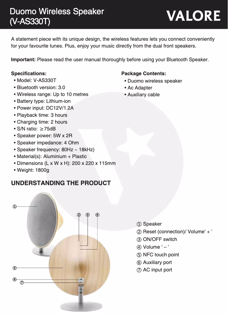 Image de la première page du manuel de l'appareil V-AS330T
