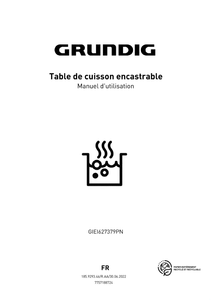 Page 1 de la notice Manuel utilisateur Grundig GIEI627379PN