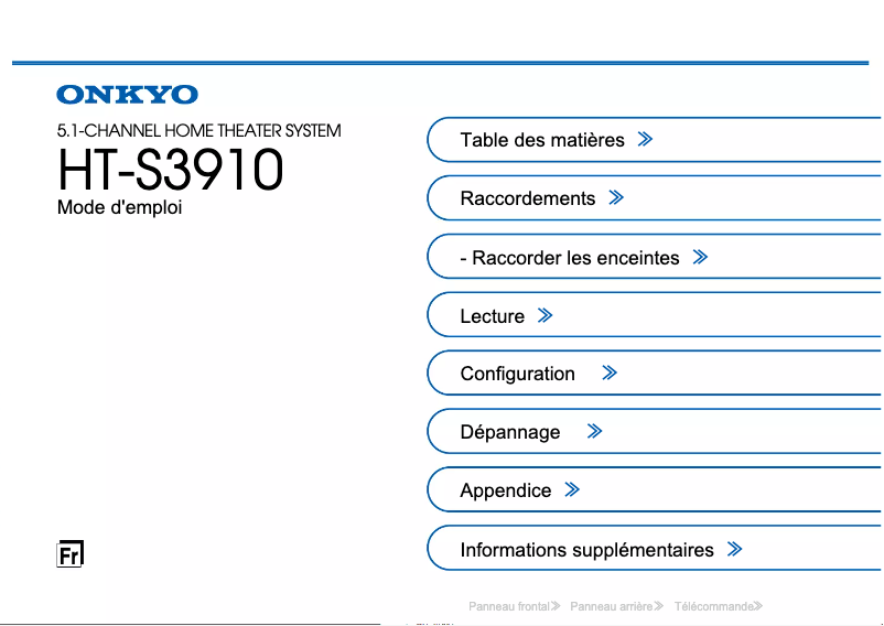 Page 1 de la notice Manuel utilisateur Onkyo HT-S3910