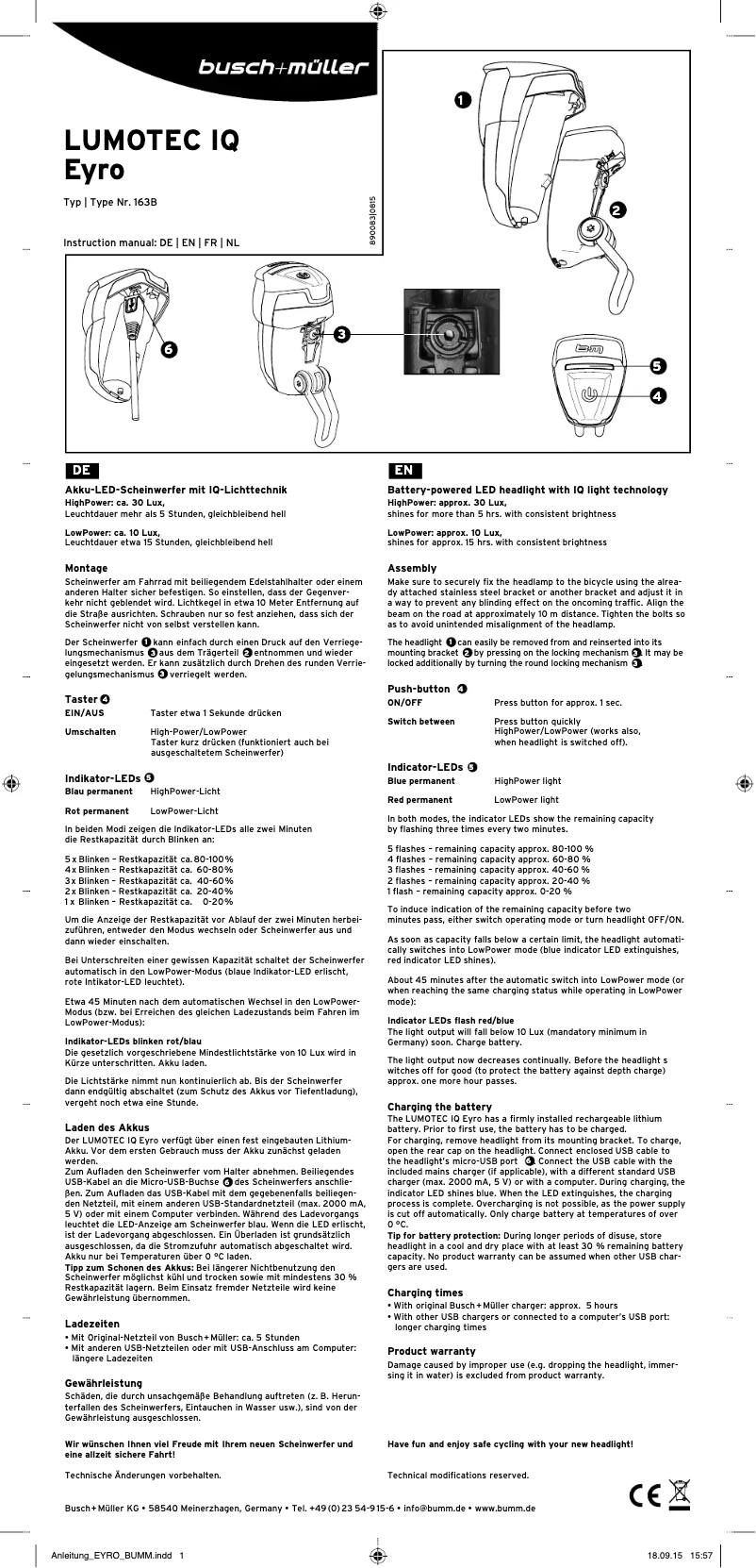 Página 1 del manual Manual de usuario Busch + Müller Lumotec IQ Eyro