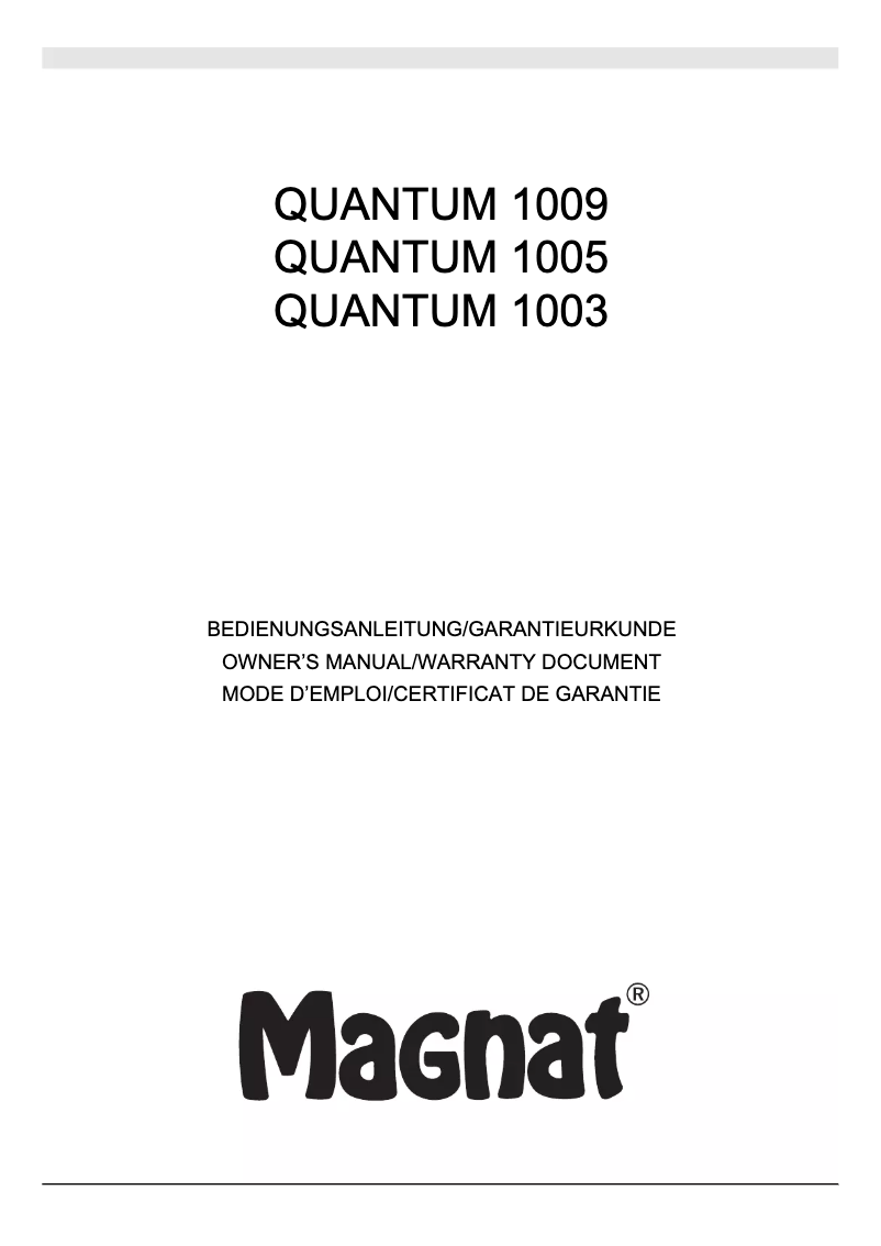 Image de la première page du manuel de l'appareil Quantum 1003