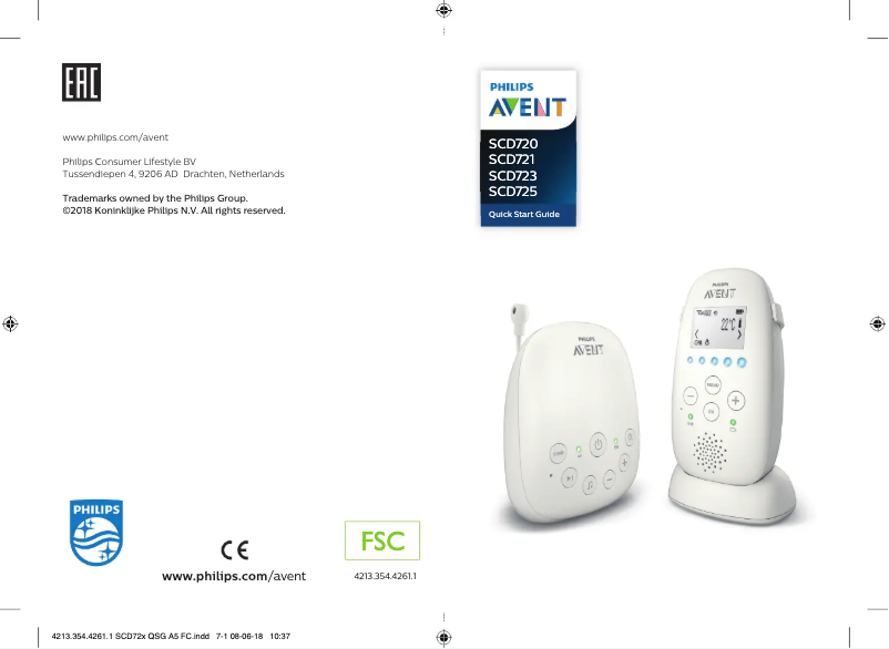 Page 1 de la notice Guide de démarrage rapide Philips AVENT SCD725