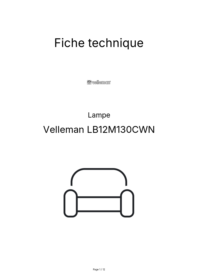 Image de la première page du manuel de l'appareil LB12M130CWN