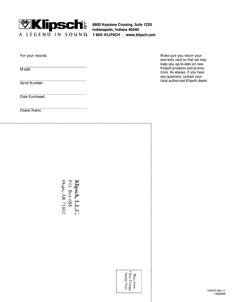 Page 1 de la notice Manuel utilisateur Klipsch KSF S5