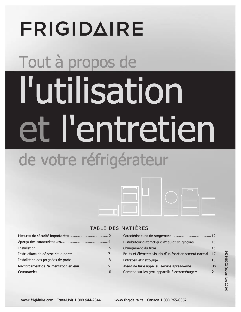Page 1 de la notice Manuel utilisateur Frigidaire DGHS2665KF