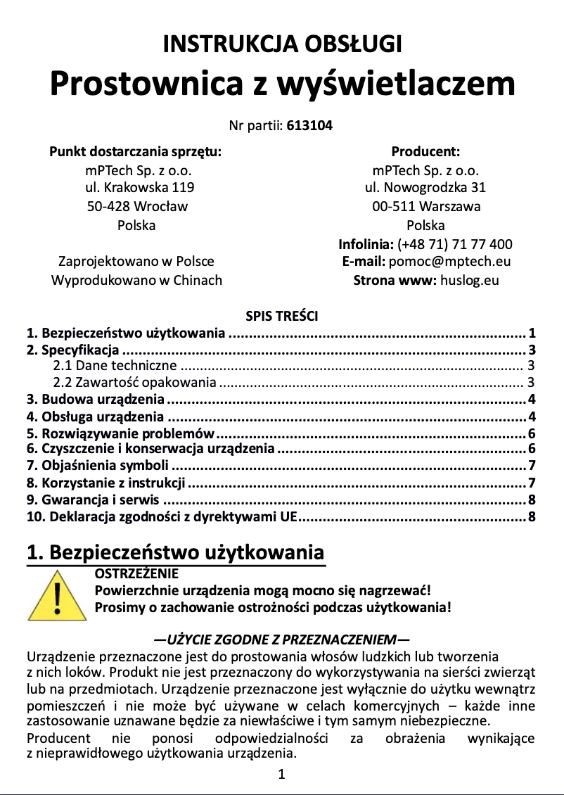 Image de la première page du manuel de l'appareil BE-380124
