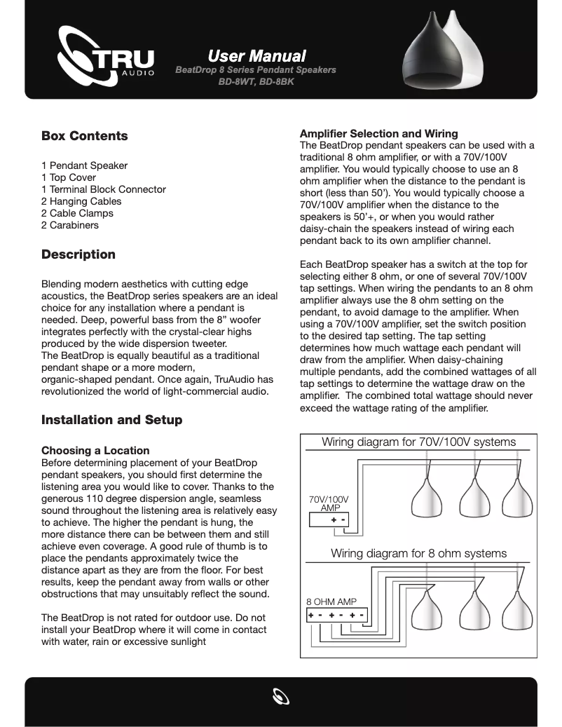 Page 1 de la notice Manuel utilisateur TruAudio BD-8WT