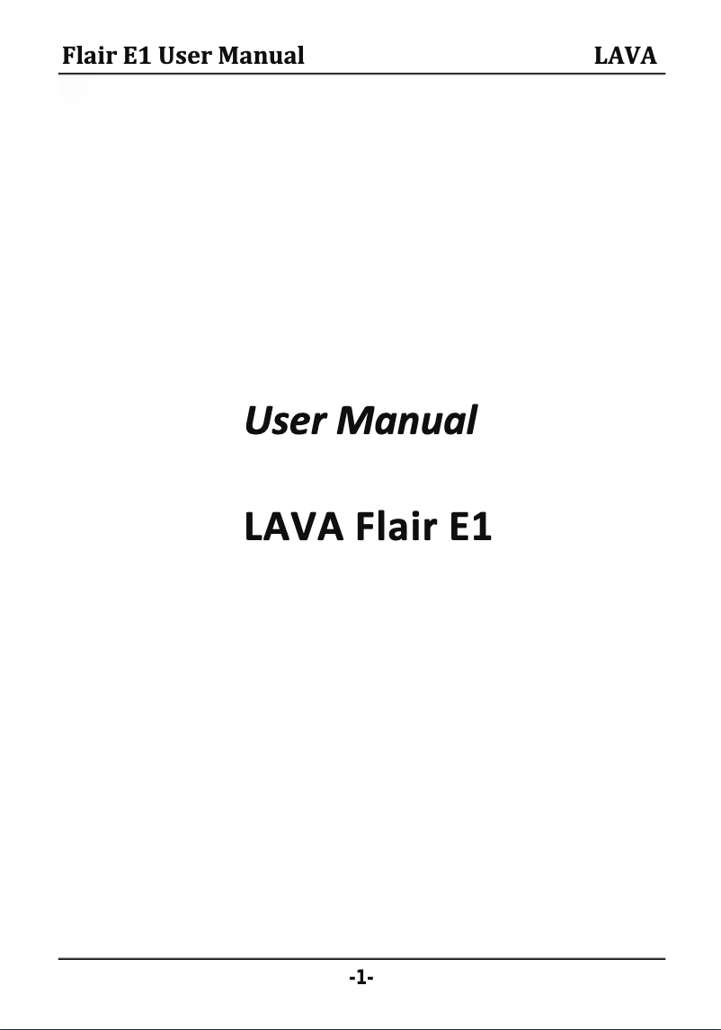 Image de la première page du manuel de l'appareil Flair E1