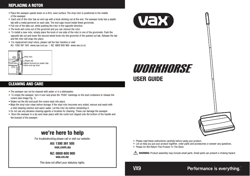 Imagen de la primera página del manual del dispositivo Workhorse VX9