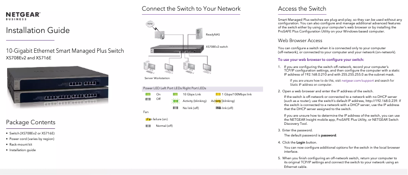 Page n°1 - Guide d'installation Netgear ProSafe XS716E