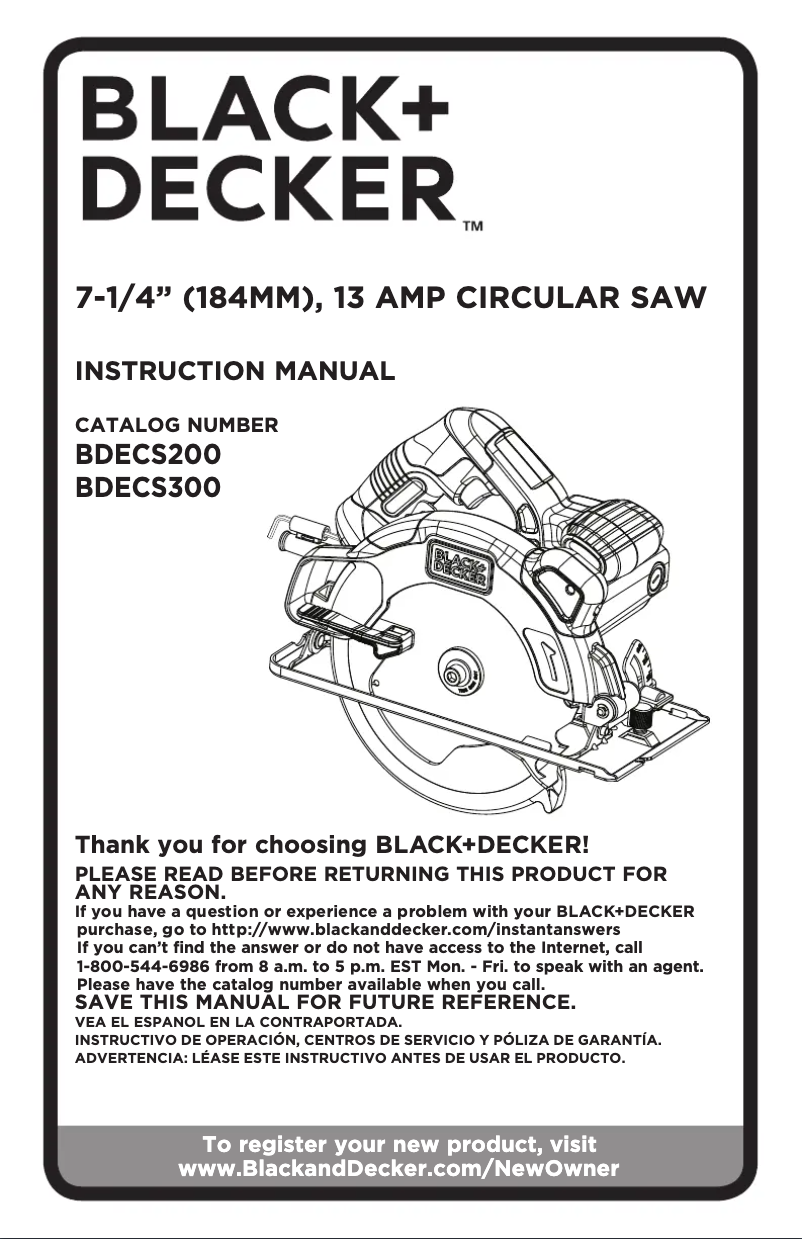 Page n°1 - Manuel utilisateur Black & Decker BDECS300
