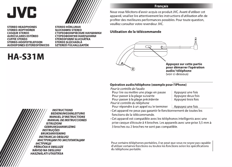 Page n°1 - Manuel utilisateur JVC HA-S31M