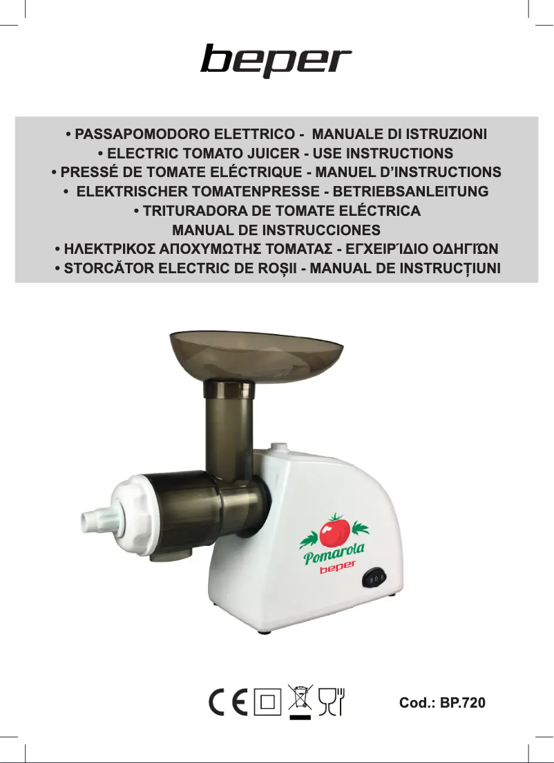 Page 1 de la notice Manuel utilisateur Beper BP.720