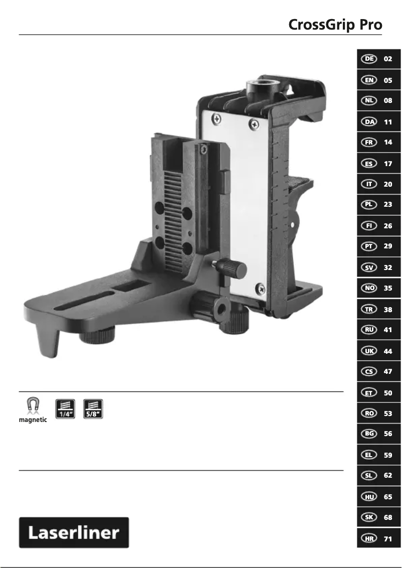 Page 1 de la notice Manuel utilisateur Laserliner CrossGrip Pro