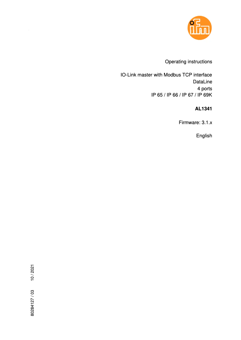 Page 1 de la notice Manuel utilisateur IFM AL1341