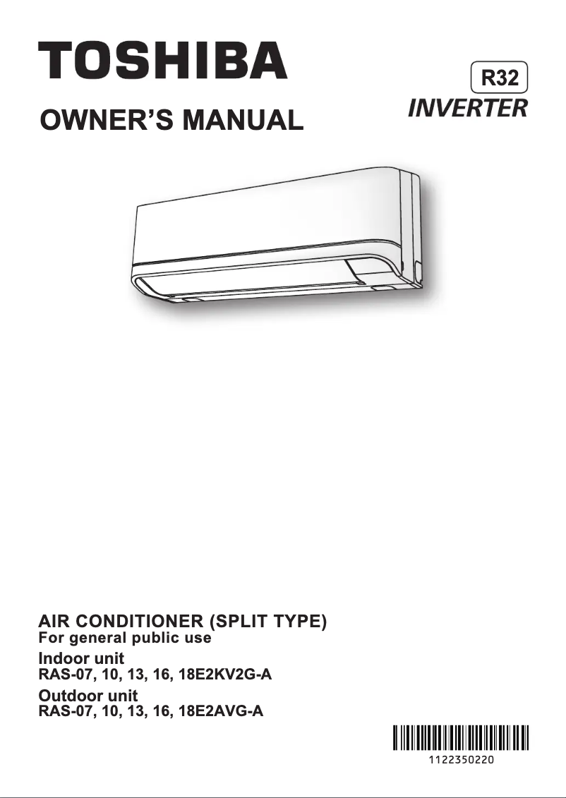 Página 1 del manual Manual de usuario Toshiba RAS-16E2KV2G-A