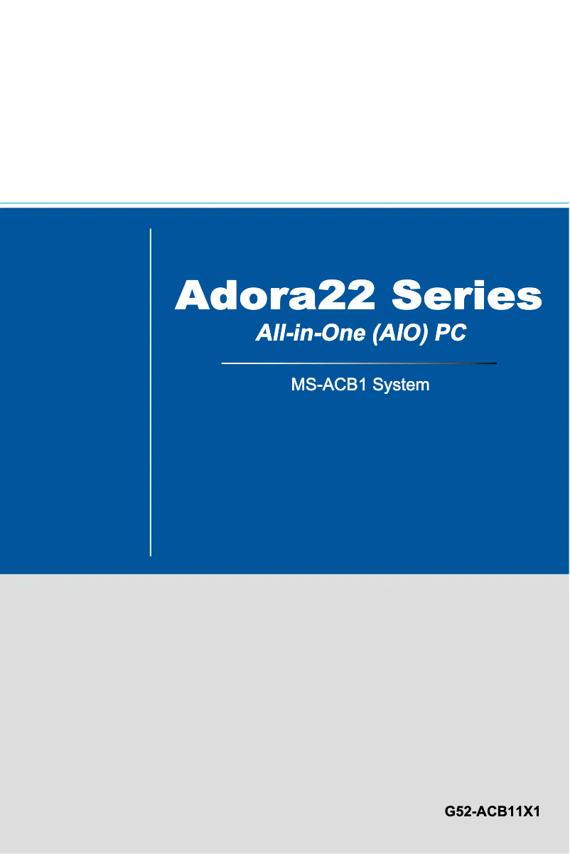 Page 1 de la notice Manuel utilisateur MSI ADORA 22 2M-079XEU
