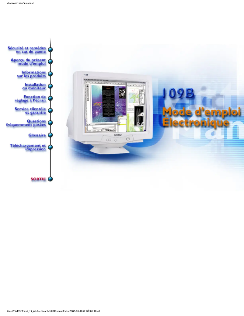 Page n°1 - Manuel utilisateur Philips 109B60