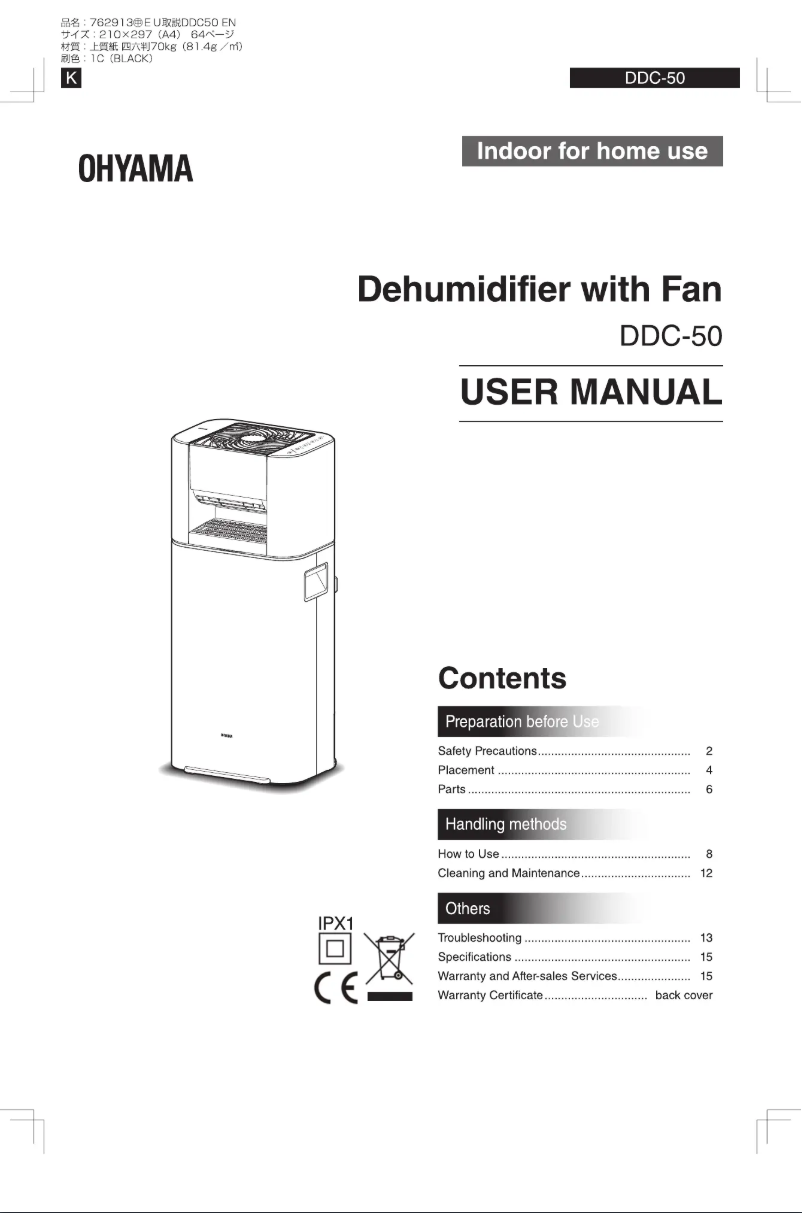 Page n°1 - Manuel utilisateur Ohyama DDC-50