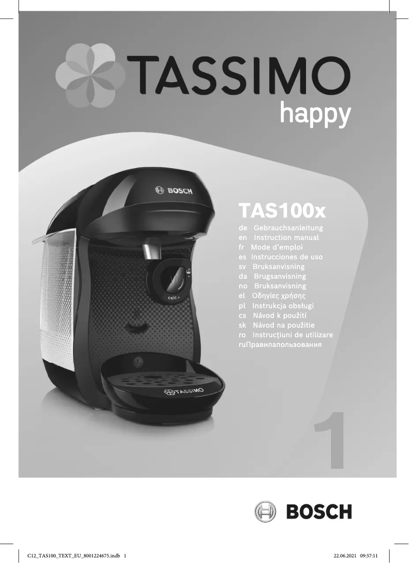 Page 1 de la notice Manuel utilisateur Bosch Tassimo Happy TAS1001
