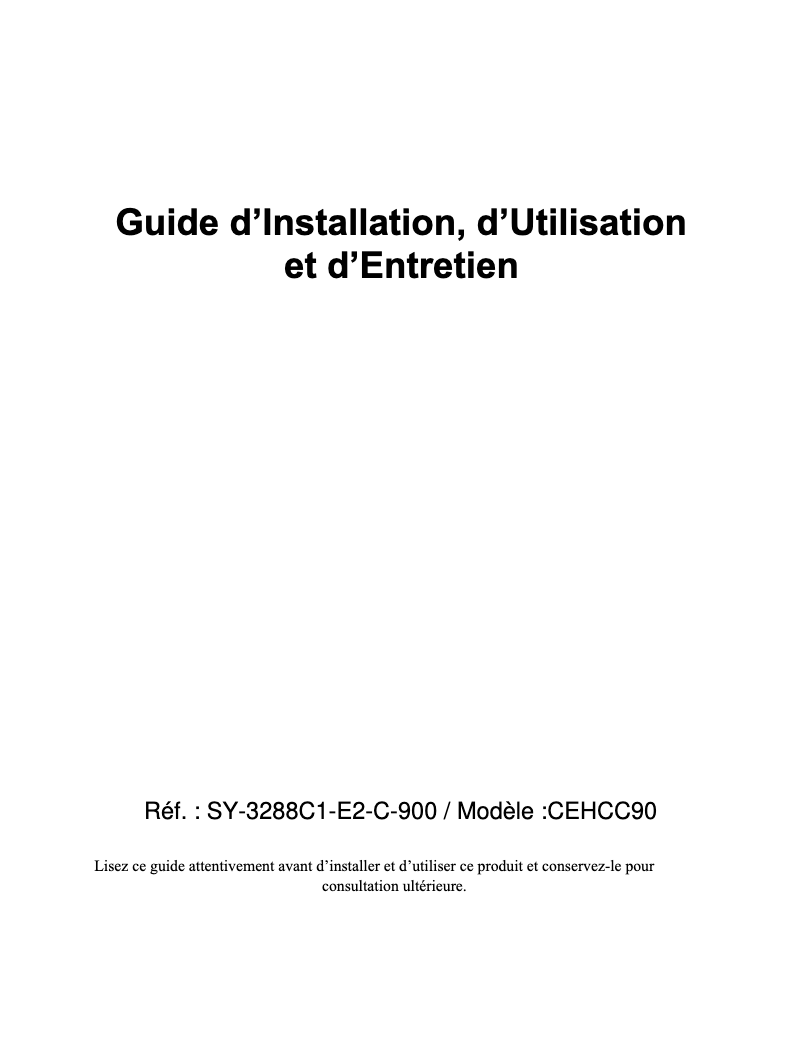 Page n°1 - Manuel utilisateur Continental Edison CEHCC90
