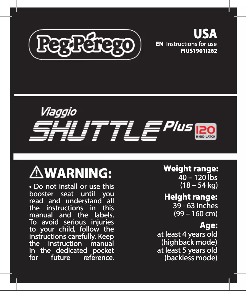 Page 1 de la notice Manuel utilisateur Peg Perego Viaggio Shuttle 120