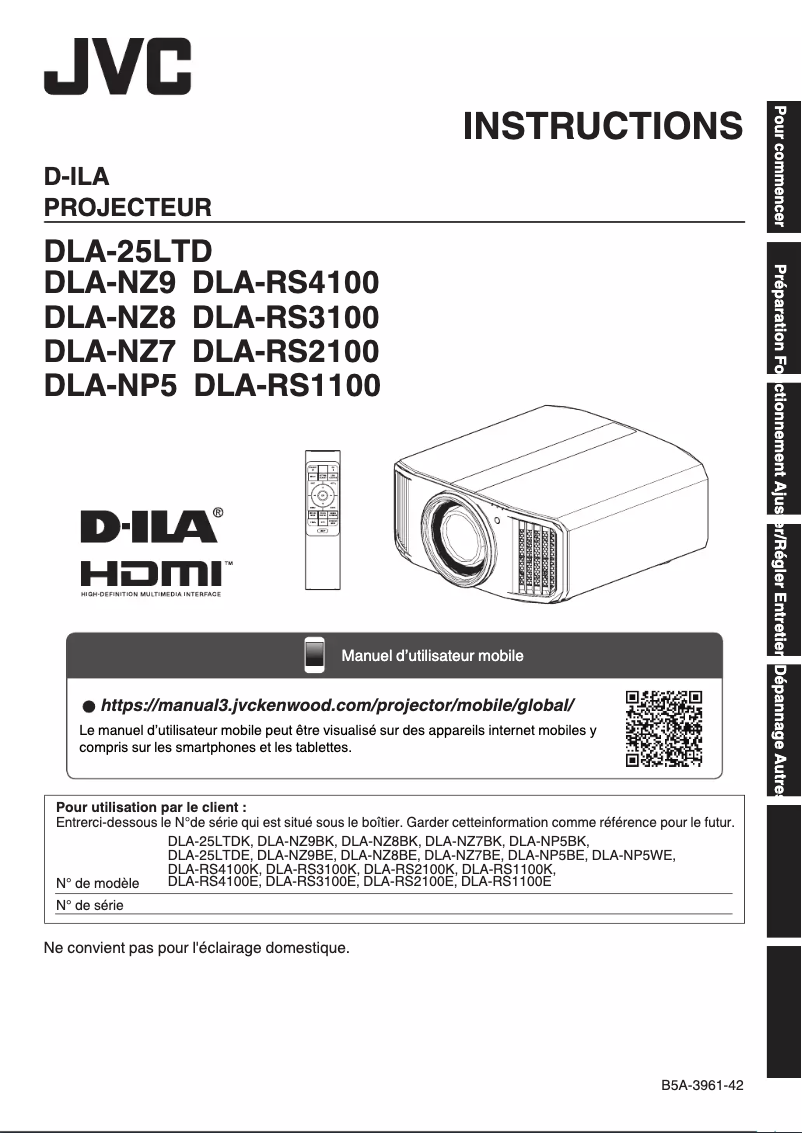 Image de la première page du manuel de l'appareil DLA-RS1100