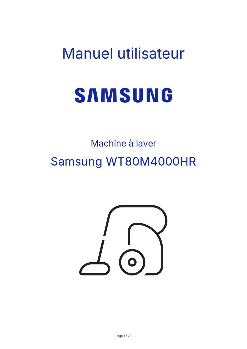 Page n°1 - Manuel utilisateur Samsung WT80M4000HR