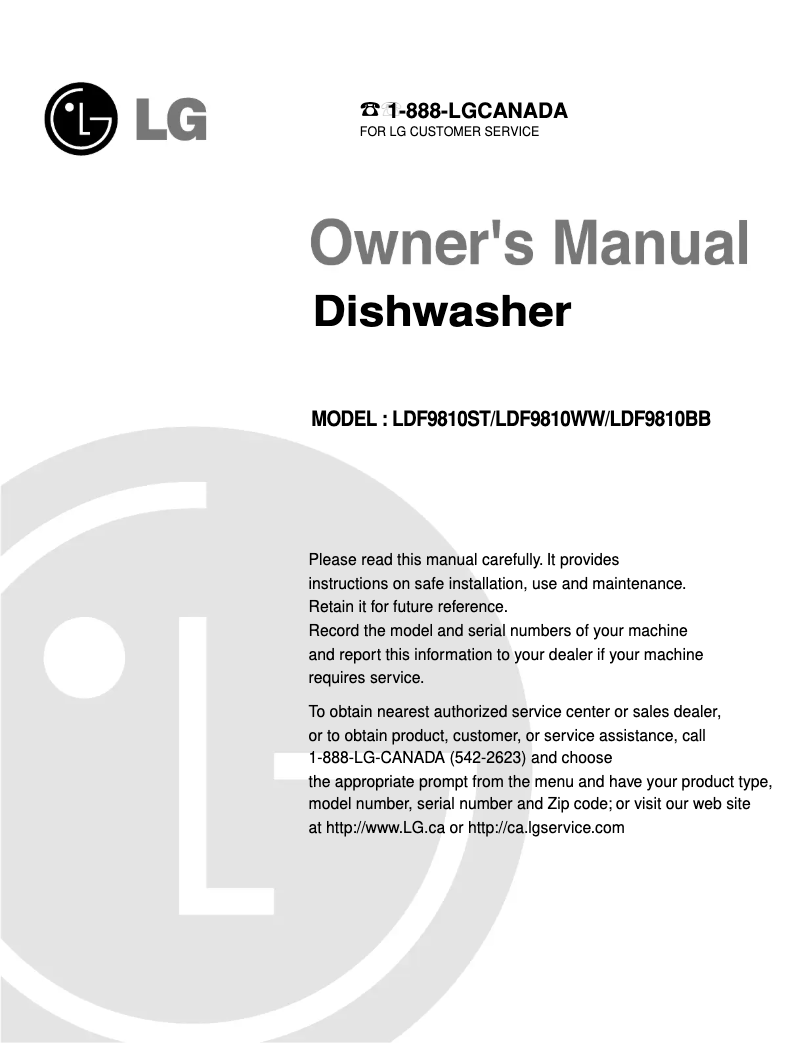 Page 1 de la notice Manuel utilisateur LG D1401TB