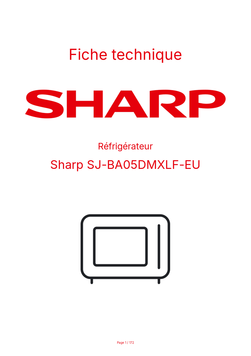 Page n°1 - Fiche technique Sharp SJ-BA05DMXLF-EU