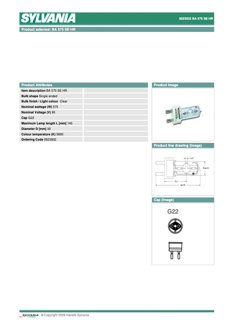 Page n°1 - Manuel utilisateur Sylvania BA575 SE