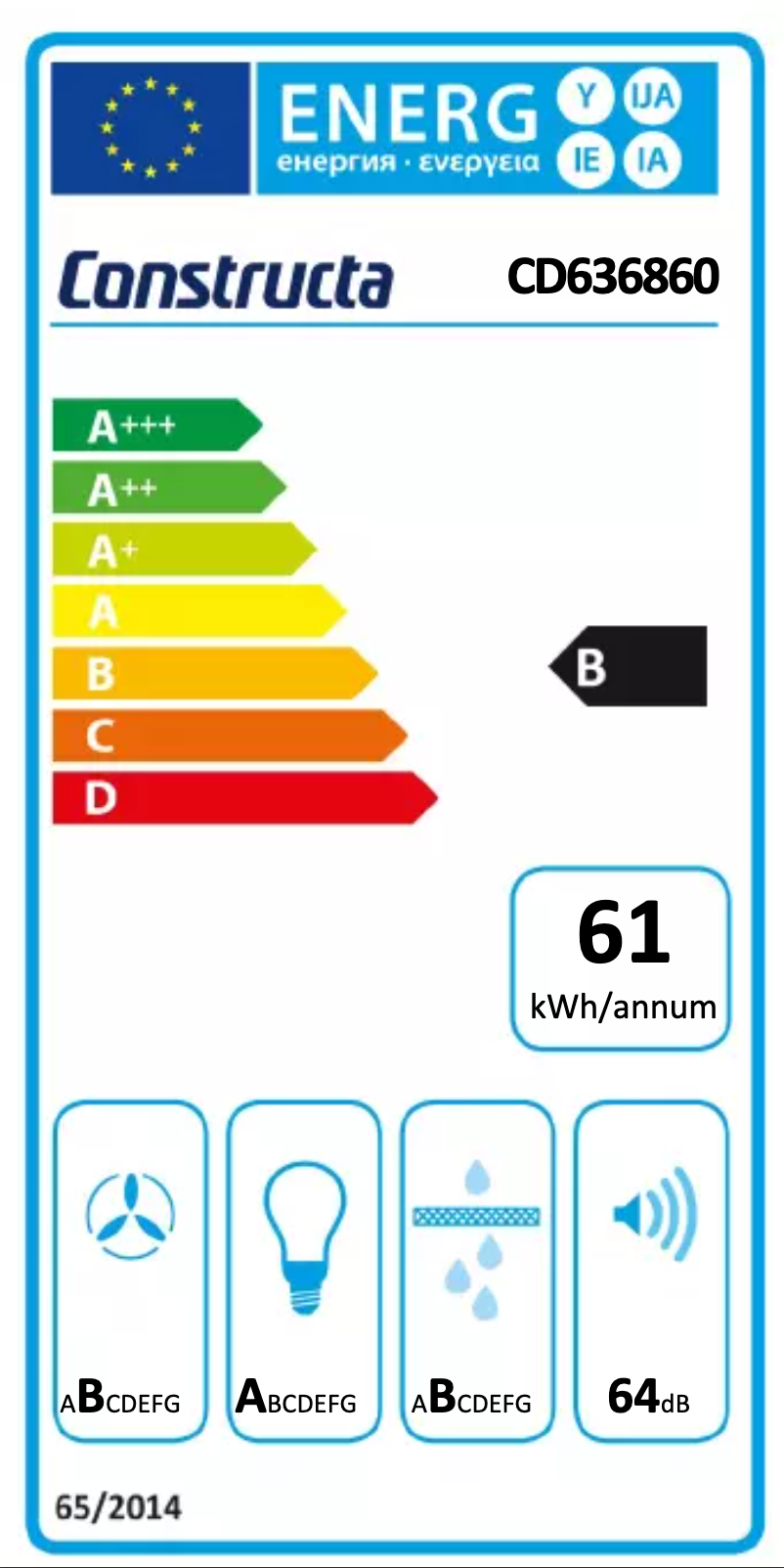 Page 1 de la notice Label énergétique Constructa CD636860