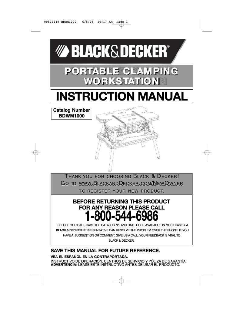 Page n°1 - Manuel utilisateur Black & Decker BDWM1000