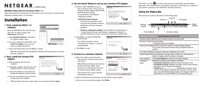 Page n°1 - Guide d'installation Netgear WG311v3