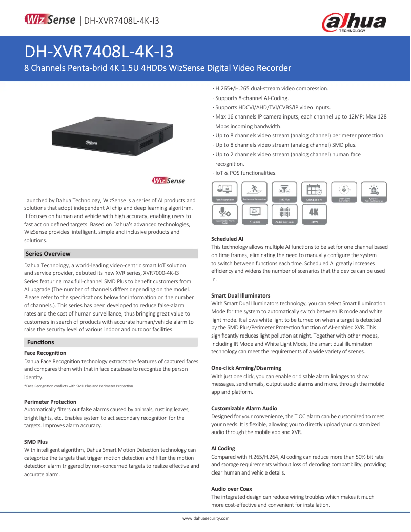 Image de la première page du manuel de l'appareil XVR7408L-4K-I3
