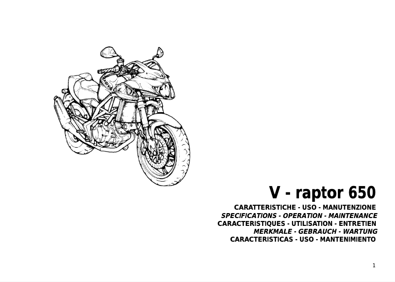 Page n°1 - Manuel utilisateur Cagiva V-Raptor 650 (2001)