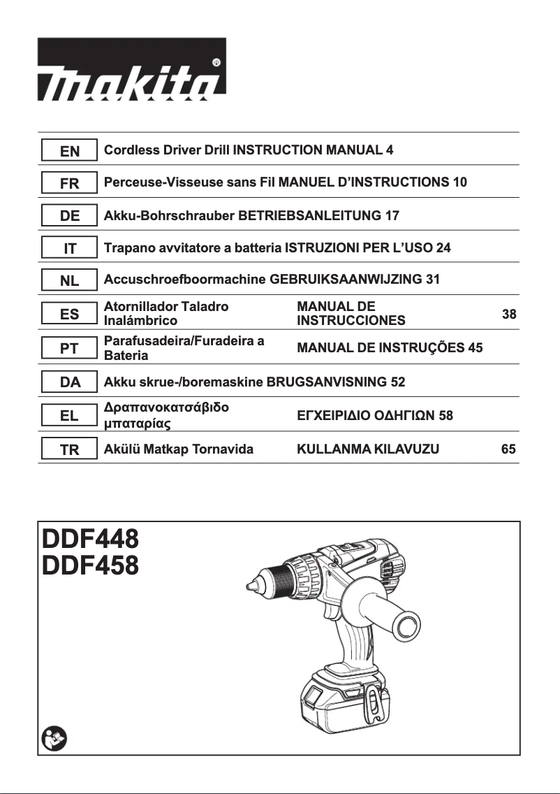 Page 1 de la notice Manuel utilisateur Makita DDF458Z