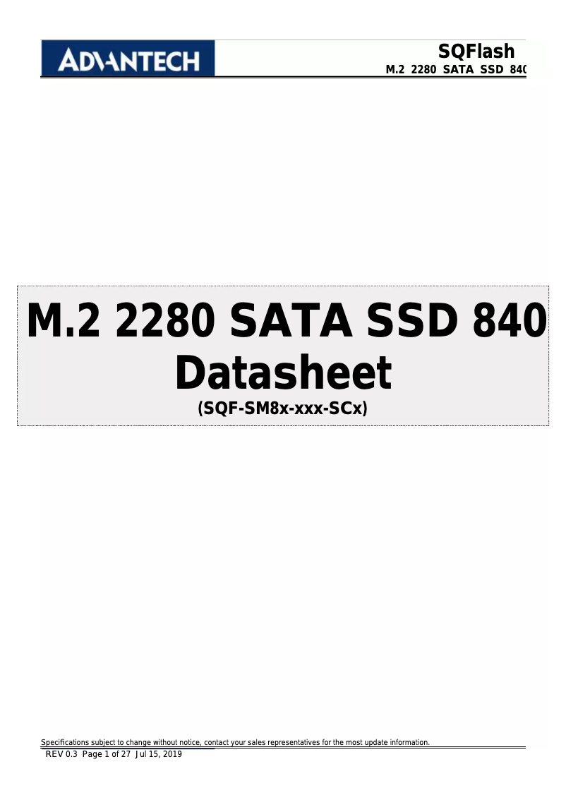 Page n°1 - Manuel utilisateur Advantech SQF-SM8V4-240G-SCC