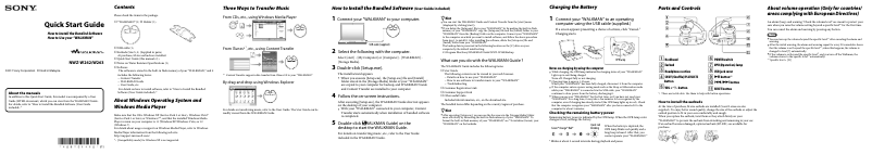 Page 1 de la notice Guide d'installation Sony Walkman NWZ-W263