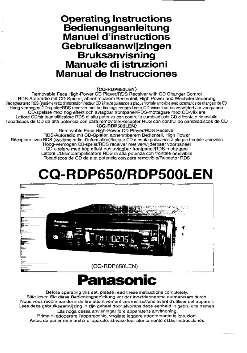 Page 1 de la notice Manuel utilisateur Panasonic CQ-RDP500LEN
