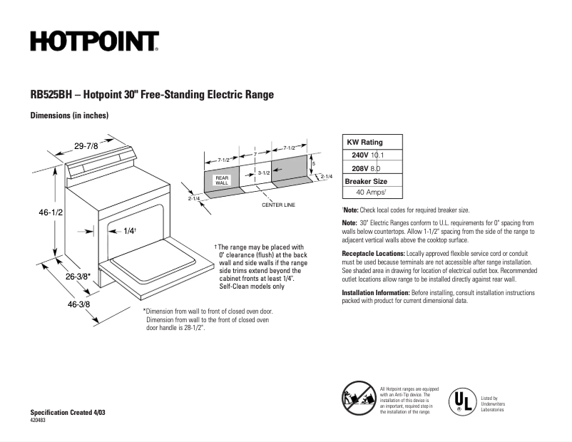 Image de la première page du manuel de l'appareil RB525BHCT