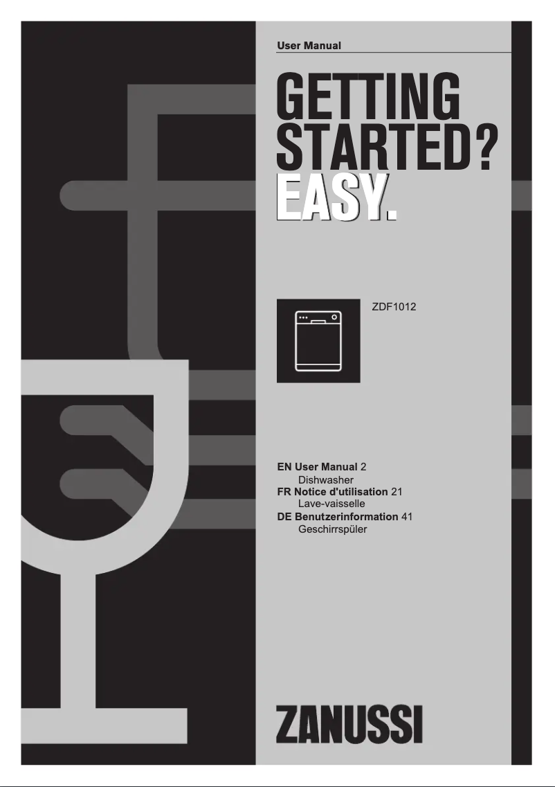 Page 1 de la notice Manuel utilisateur Zanussi ZDF1012